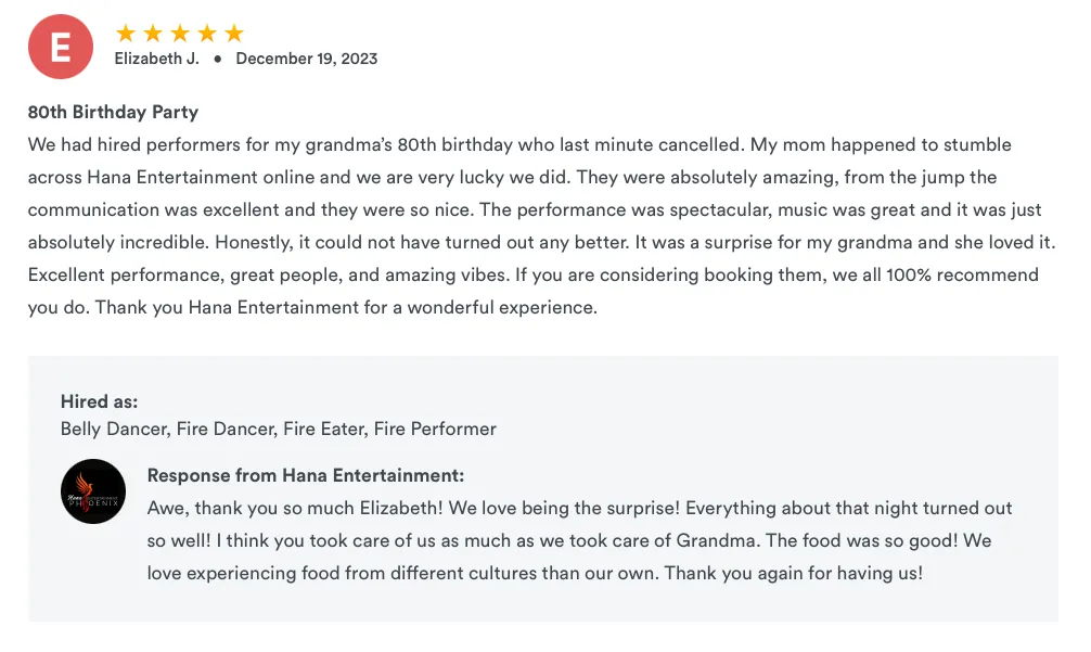 A review of jeannette dale 's performance completely exceeded all expectations.