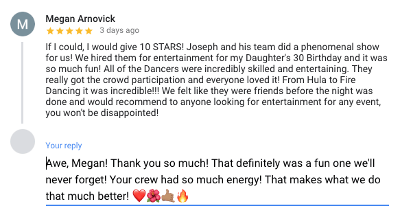 A screenshot of a review on a website.