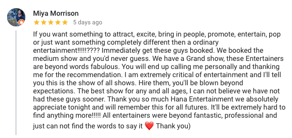 A woman is giving a review of a show on a website.