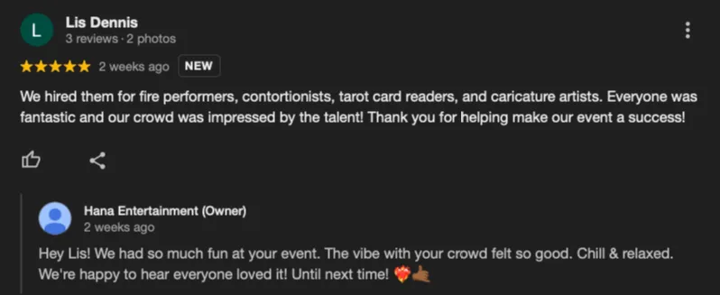 A google review Lis Dennis.